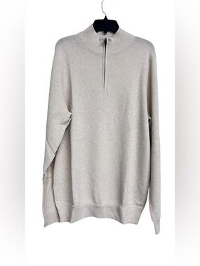 NEW Men's Mack Weldon Tech Linen Half-Zip Sweater Pullover Latte Heather XL